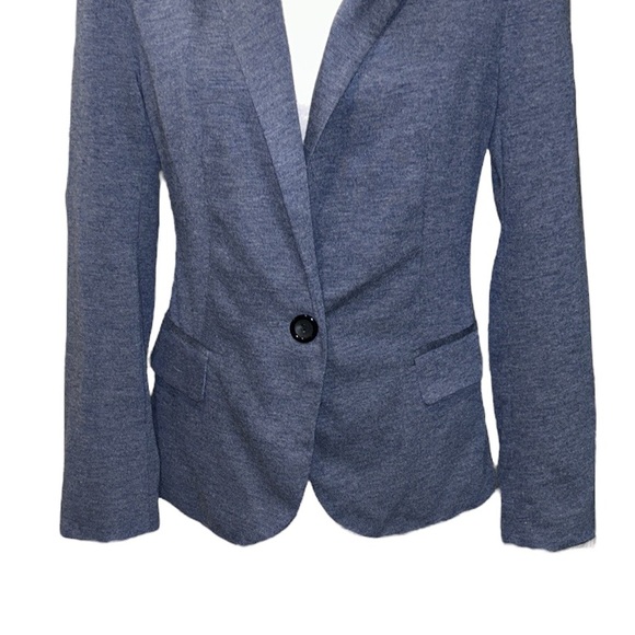 Anthropologie Cartonnier Heather Blue Knit Single Button Fitted Blazer - M - Picture 3 of 10